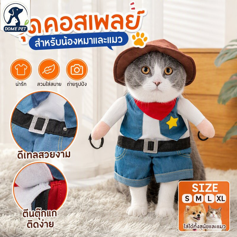 ชุดแมว เสื้อแมว ชุดแมว คอสเพลย์ เสื้อสุนัข ชุดหมาแมว เครื่องแต่งกายสุนัขแมวตลก