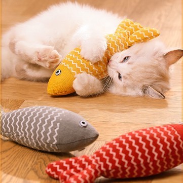 ของเล่นแมวรูปปลาสมจริง Catnip Fish-Shaped Teaser Self-Entertainment Cat Related ผลิตภัณฑ์ผ้าลินิน Fish-Shaped Plush Cat ของเล่น