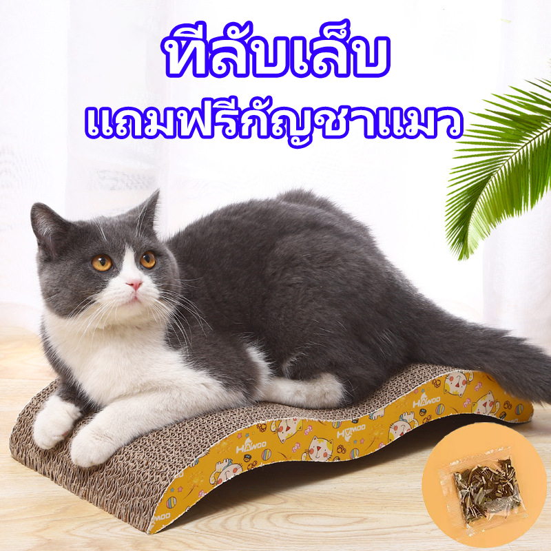 ที่ลับเล็บ ที่ลับเล็บแมว ราคาถูก โซฟาที่ลับเล็บแมว กระดาษลูกฟูก แบบ 2 ด้าน ที่ลับเล็บ ที่ลับเล็บแมว แถมฟรีกัญชาแมว