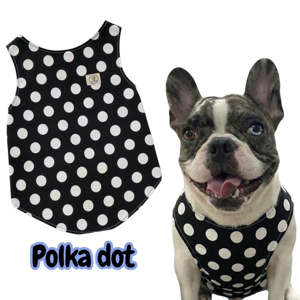 เสื้อกล้ามมียางยืดหมาแมวลาย polkadotมีหลายสีนะคะ