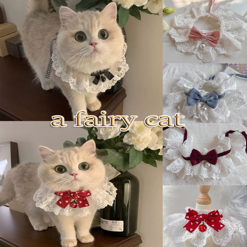ลูกไม้ Bowknot Pearl Collar แมวสุนัข Neckerchief สัตว์เลี้ยงแมวลูกแมวสุนัขลูกสุนัข String Bib สร้อยคอเนคไทสายคล้องคอผ้าพันคออุปกรณ์เสริม