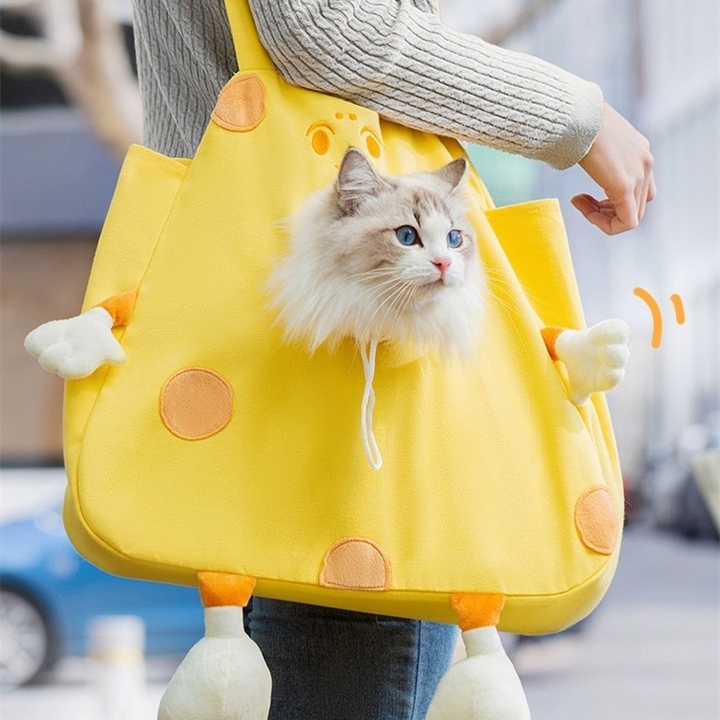 กระเป๋าใส่น้องแมว น้องหมา แบบโผล่หัวได้ ปรับช่องเปิด กันหลุด พับเก็บง่าย ระบายอากาศดี