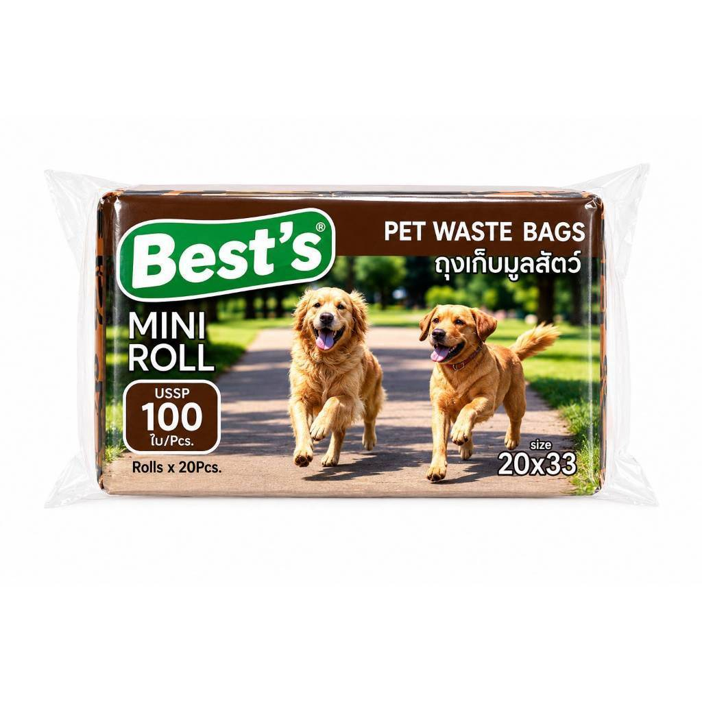 ถุงเก็บมูลสัตว์ ถุงเก็บอึสุนัข แมว Best’s Pet Waste Bags แบบม้วน เหนียว ทนทาน กันรั่วซึม