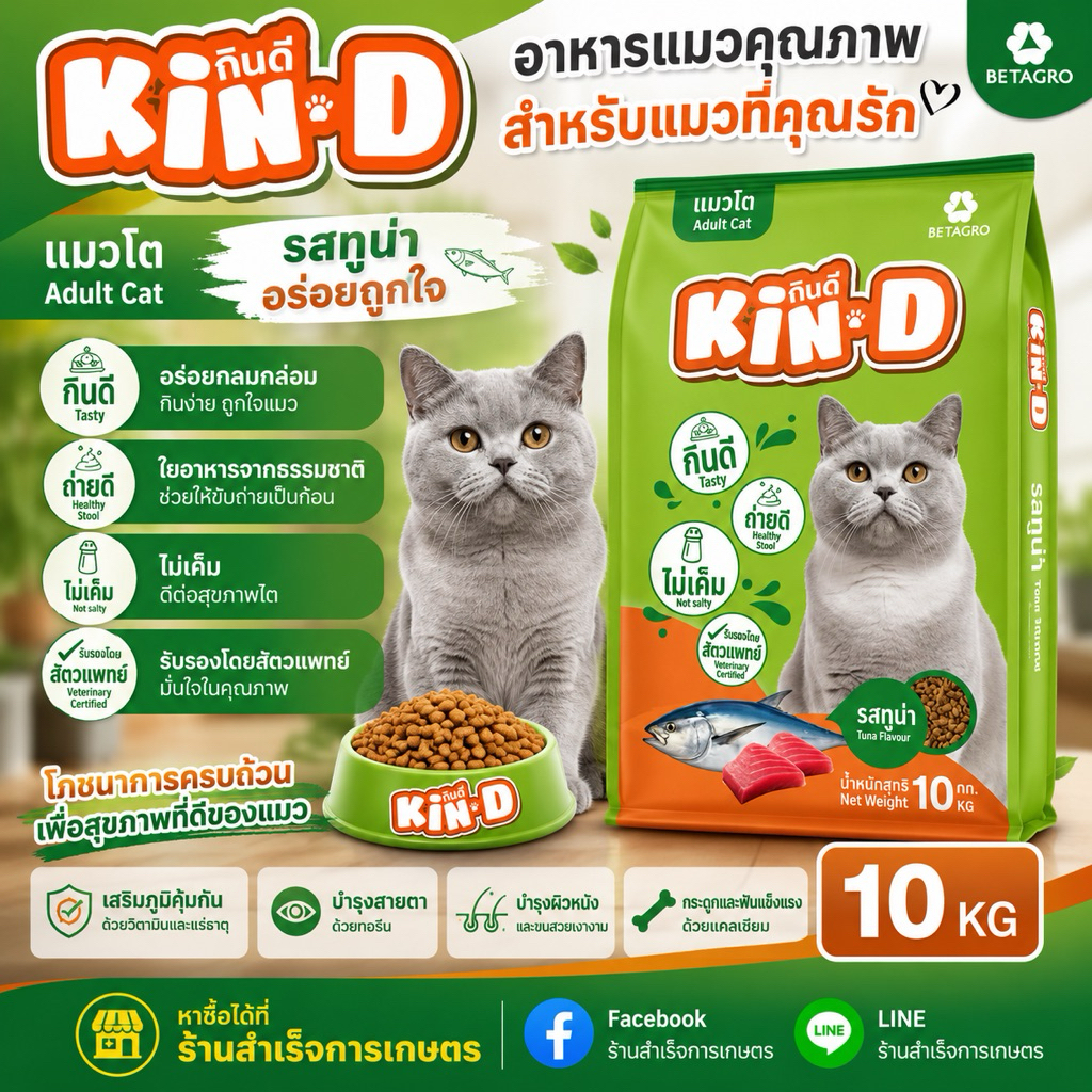 อาหารแมวกินดี รสทูน่า ขนาด10กิโลกรัม