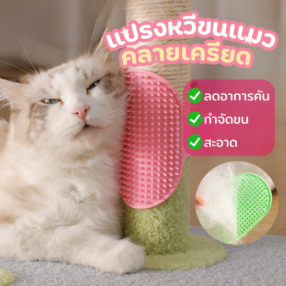 แปรงถูขนแมว หวีแปรงขนแมว สําหรับคลายเครียด ใช้ติดกับเสาหรือขาโต๊ะ ของเล่นแมวและที่นวดตัวแมวซิลิโคน