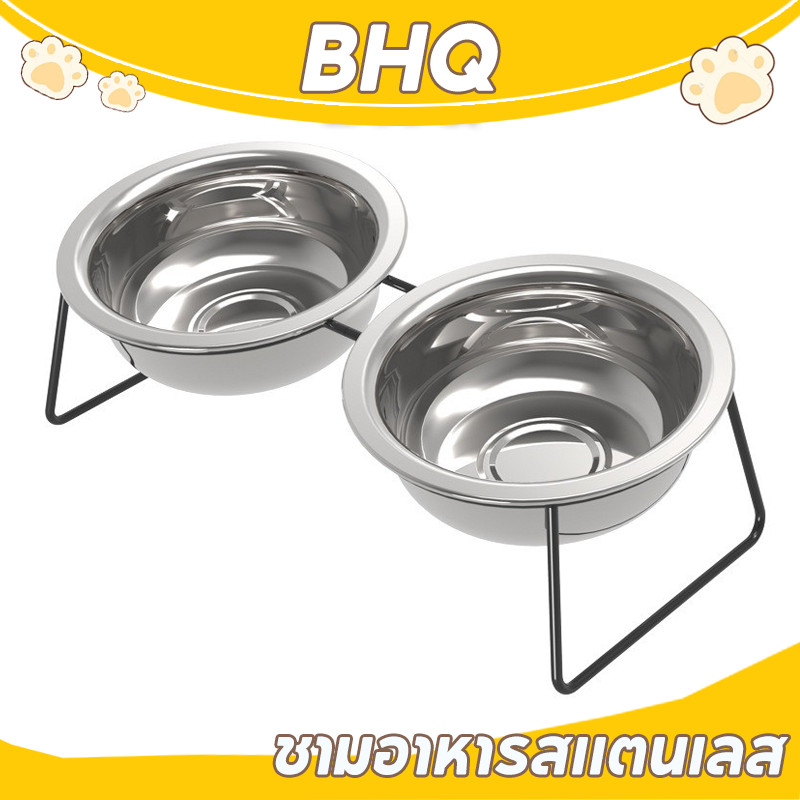 BHQ ชามอาหารสัตว์เลี้ยง ชามแมวสแตนเลส ชามสุนัข คู่สแตนเลส ทําความสะอาดง่าย ใส่อาหารหมา ปลอดภัย