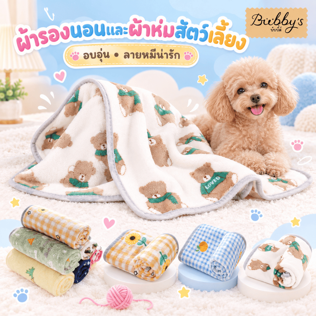 MG-1290 Bubby's ผ้าห่มสําหรับสัตว์เลี้ยง แมว สุนัข เนื้อผ้านุ่มให้ความอบอุ่น 😃 บับบี้ Bubby By Magic pet