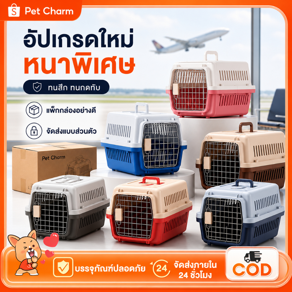 กรงหิ้ว สัตว์เลี้ยง กรงเดินทาง พกพา แถมแผ่นปูพื้น กรงเดินทางสัตว์เลี้ยง สําหรับสุนัขและแมว แถมแผ่นปูพื้น