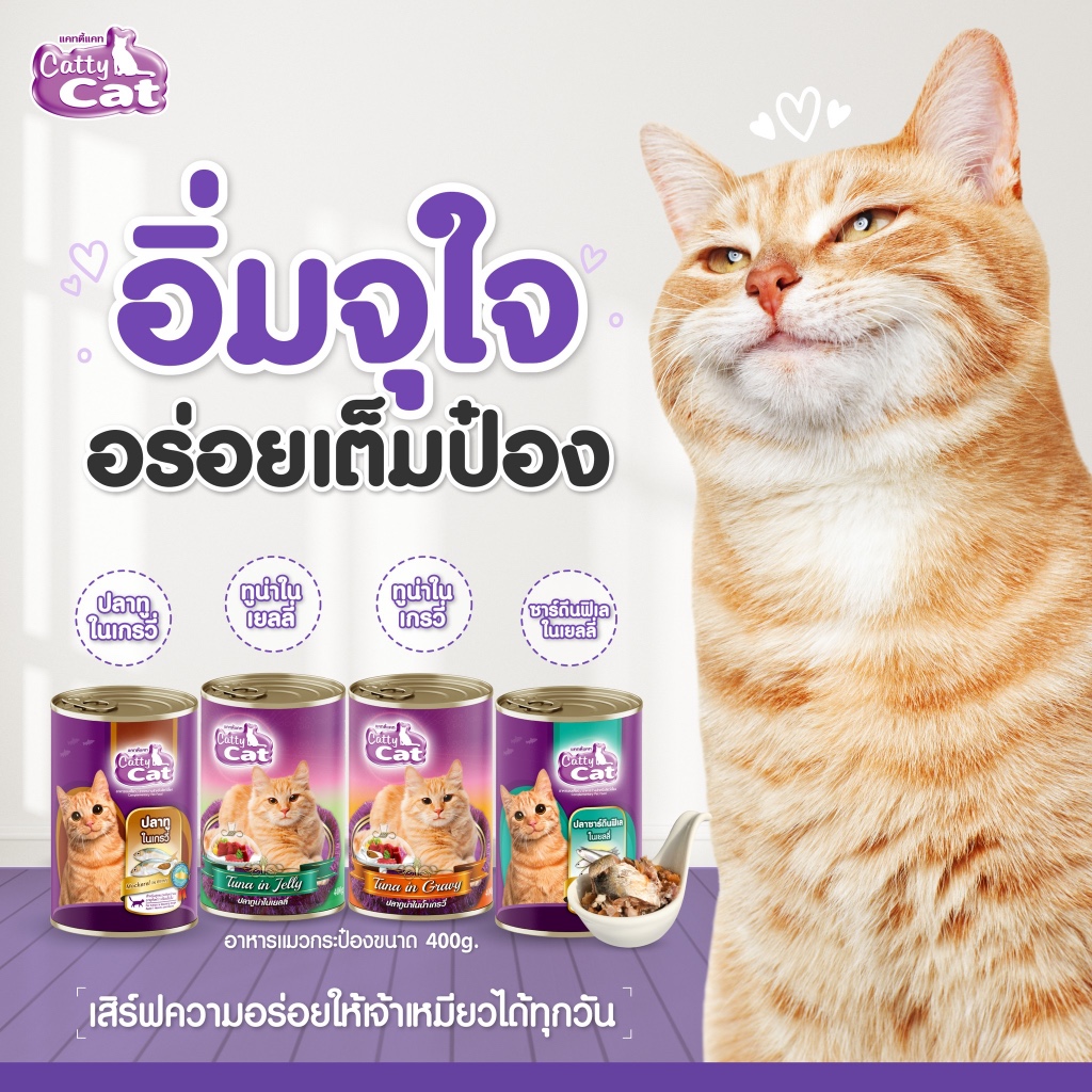 1 กระป๋อง ) Catty Cat อาหารแมวกระป๋อง ขนาด 400 กรัม