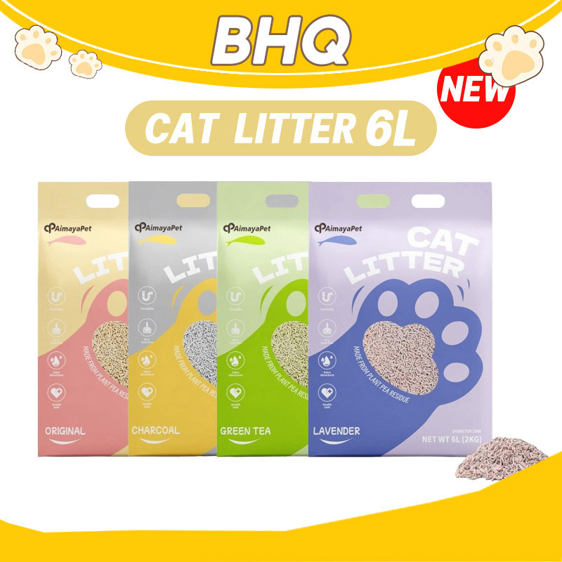 BHQ ทรายเต้าหู้ Cat Litter 6 ลิตร ออร์แกนิค100% มี4กลิ่นให้เลือก จับตัวเป็นก้อนไว ทิ้งชักโครกได้