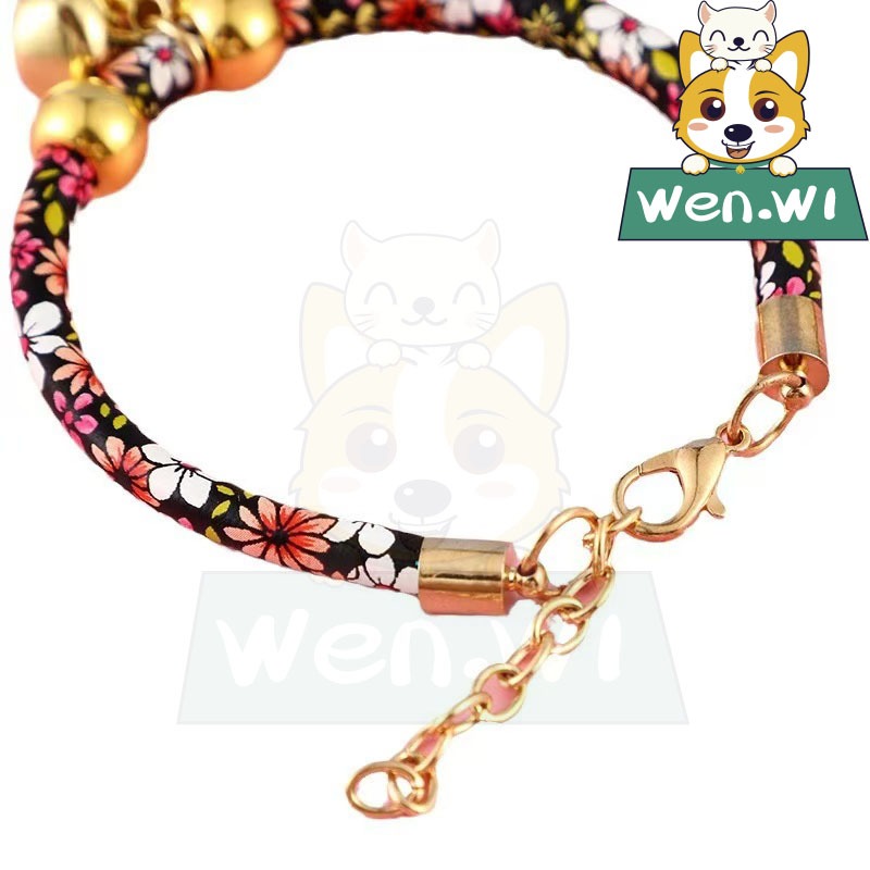 wen.W1 สัตว์เลี้ยงปลอกคอแฟชั่นลูกแมวปลอกคอกระดิ่งหักดอกไม้สามารถปรับได้ปลอกคอตก แต่งสําหรับลูกแมว
