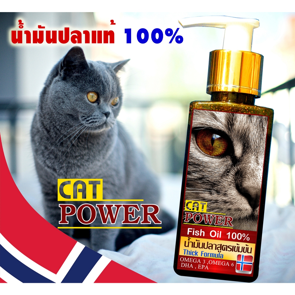 CAT POWER น้ํามันปลา สําหรับแมว Fish Oil โอเมก้า 3 6 DHA EPA บํารุงขน ผิวหนัง ภูมิคุ้มกัน บรรจุ 100 ml