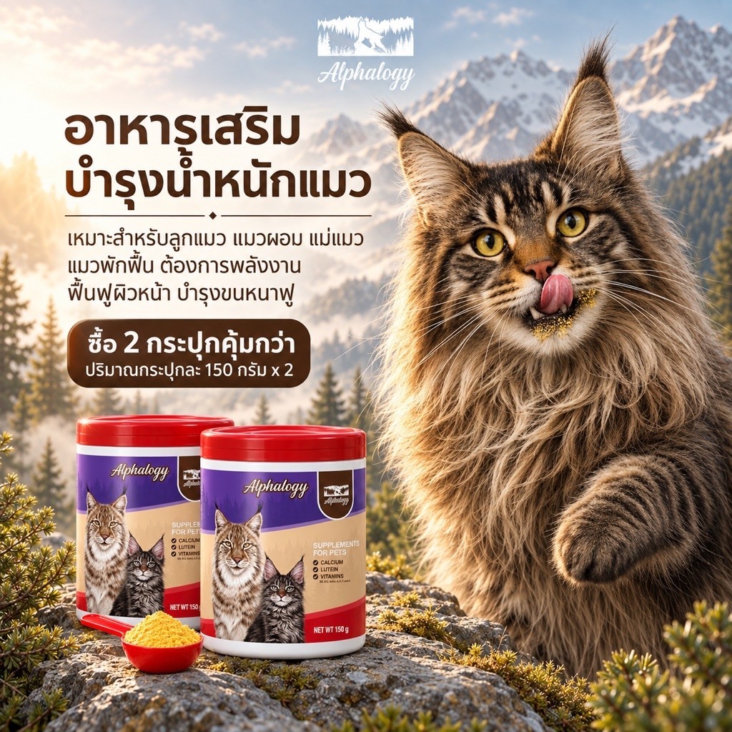 อาหารเสริมแมว โปร 2 กระปุก สําหรับแมวกินน้อย แมวผอม บํารุงน้ําหนัก บํารุงขน โภชนาการเข้มข้น 150 g.x 2
