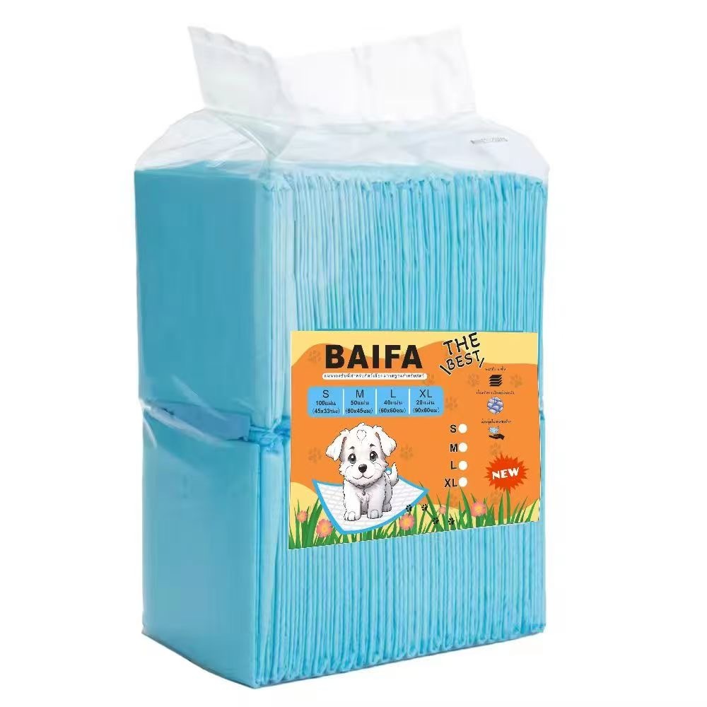 BAIFA แผ่นรองฉี่สุนัข ต่อต้านแบคทีเรีย ช่วยฝึกขับถ่าย แผ่นรองฉี่ แผ่นรองฉี่แมว แผ่นรองฉี่สุนัข 100แผ่น