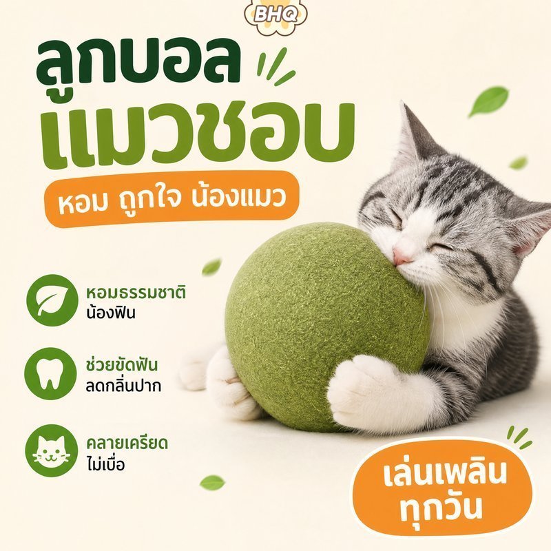 BHQ 10CM แคทนิปบอล กัญชาแมว catnip ball ขนมแมวเลีย สมุนไพรแมวเลีย