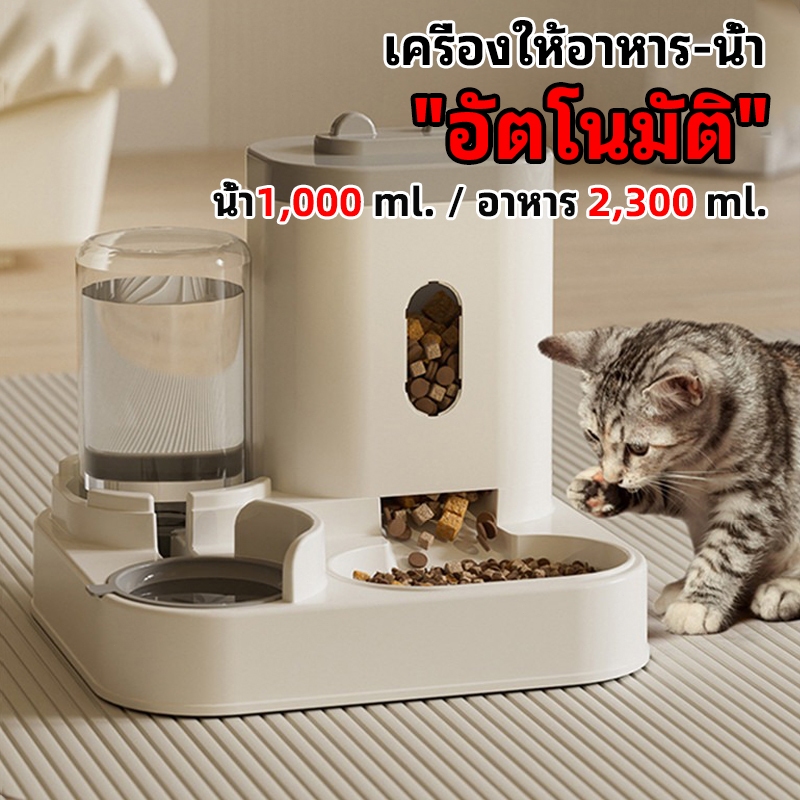 ที่ให้อาหารสัตว์เลี้ยง มี ชามสแตนเลสูแถมให้ สเตนเลส ที่ให้น้ําสัตว์เลี้ยง ที่ให้อาหาร-น้ําอัตโนมัติ เกรดพรีเมี่ยม 2IN1
