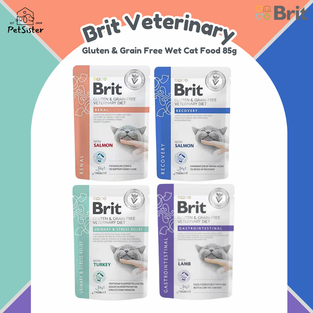 Brit Veterinary Diet Grain Free Cat Wet Pouch 85g อาหารเปียกแมวเกรดพรีเมี่ยม x Petsister