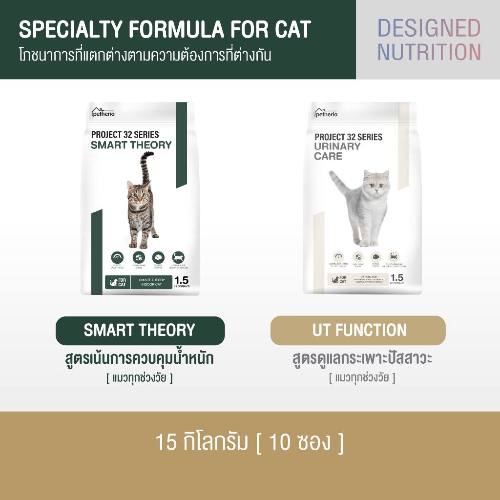 ตกกิโลละ 160 บาท l ไซส์กระสอบ 15 กิโล ] PROJECT 32 SERIES เปลี่ยนก่อนป่วย อาหารแมวแบบเม็ด