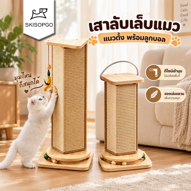 ที่ลับเล็บแมวเข้ามุม ลับเล็บแมว ของเล่นแมว ที่ฝนเล็บแมว ไม่มีเศษฝุ่นกระจาย