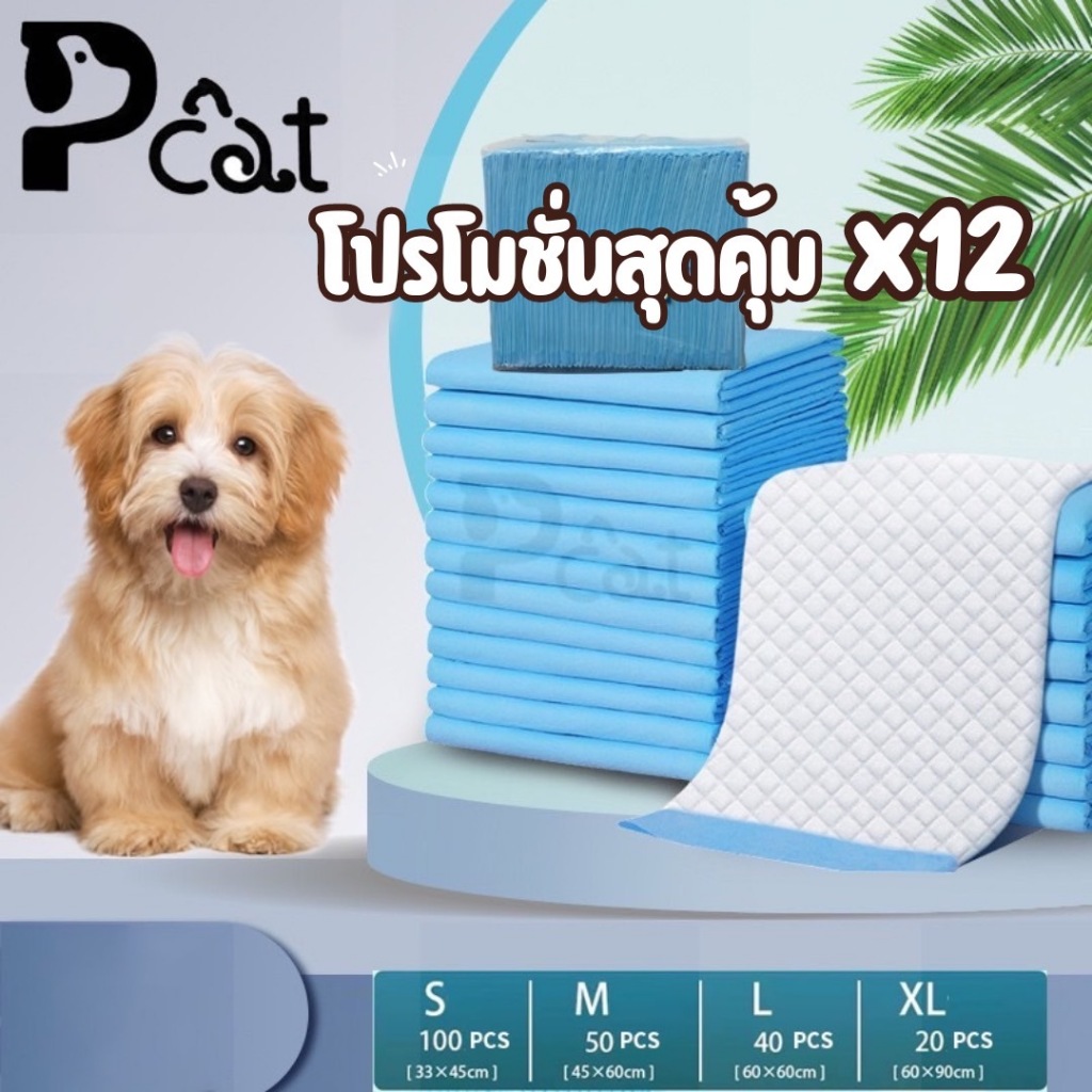 PP A5: แพ็คสุดคุ้ม 12ถุง แผ่นรองฉี่สัตว์เลี้ยง ที่ซับปัสสาวะ สุนัข แมว ที่รองฝึกขับถ่าย ซึมซับ ระงับกลิ่นได้ดี