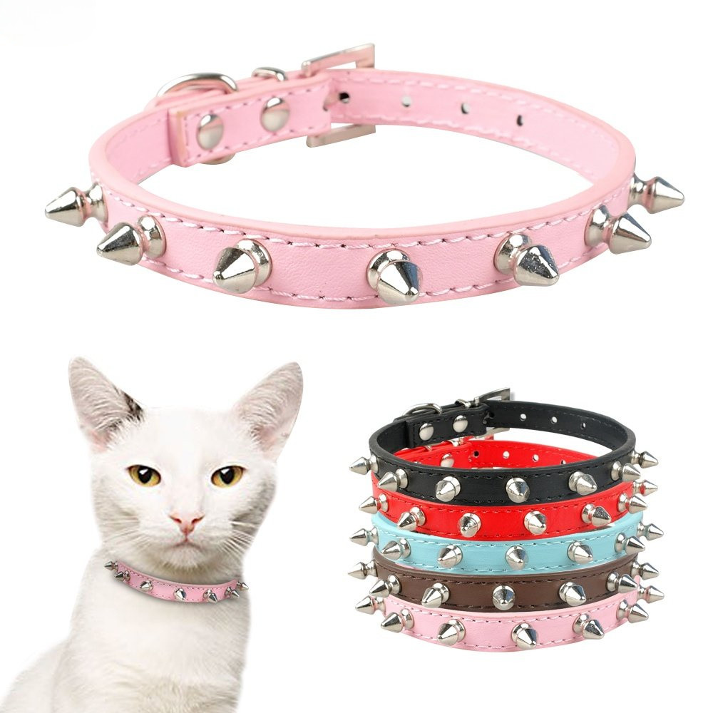 1 PC Cool Cat ปลอกคอสุนัขหนัง Spiked Studded Collar สําหรับขนาดเล็กขนาดกลางที่มีสีสันสัตว์เลี้ยงสร้อยคอสุนัขแมวสายคล้องคอผลิตภัณฑ์สําหรับสัตว์เลี้ยง