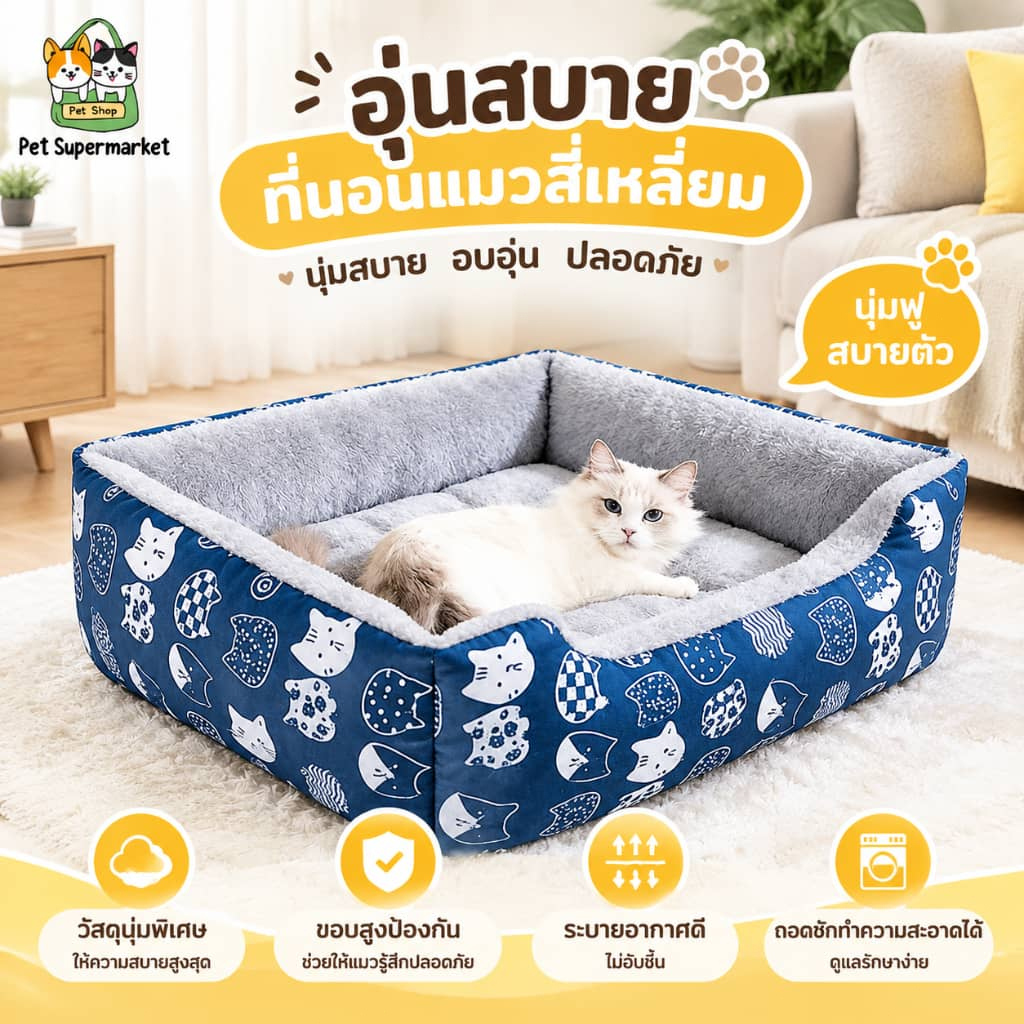 โซฟาสัตว์เลี้ยง เบาะนุ่ม คุณภาพเยี่ยม ใยฝ้ายหนา รีบาวด์สูง พื้นที่กว้างขวาง ที่นอนสุนัข ที่นอนแมว เบาะสัตว์เลี้ยง