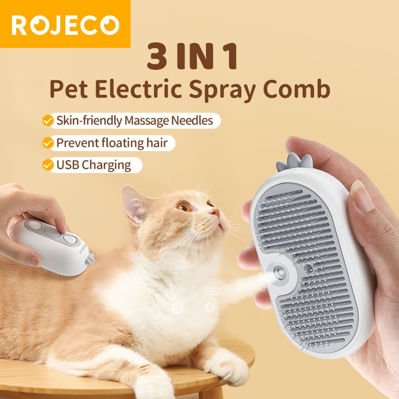Rojeco Pet Electric Spray Comb Cat Brush With Water Dog Fur Steam Electric Spray