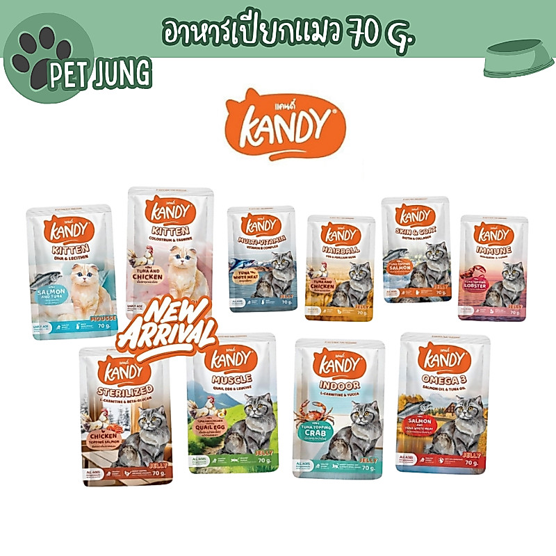 Kandy แคนดี้ อาหารเปียกแมว ไม่ใส่เกลือ ผลิตจากปลาเนื้อขาว ขนาด 70 กรัม