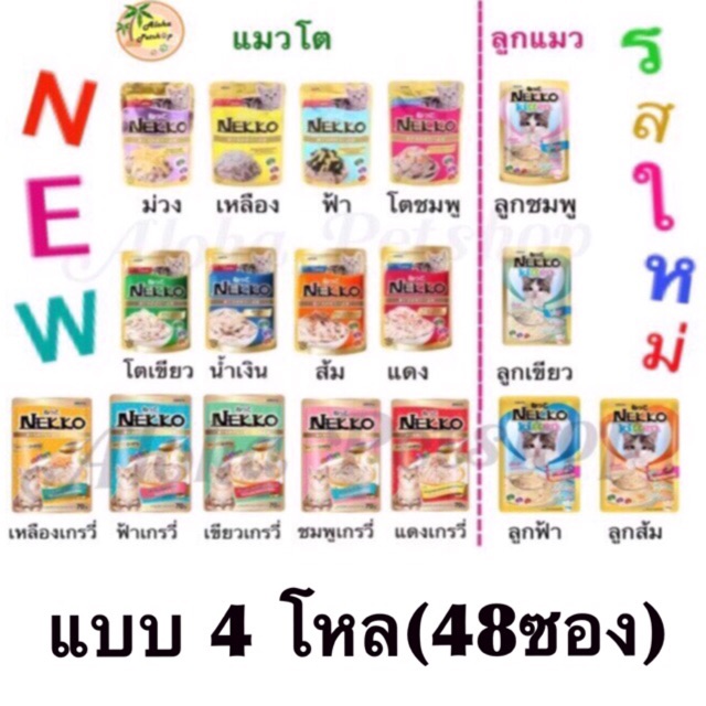 ครบรส Nekko (4โหล)คละทั้งลูกแมว,แมวโตเยลลี่,แมวโตเกรวี่รวมได้จ้า🚨 Nekko สิ้นเดือนนี้เท่านั้น