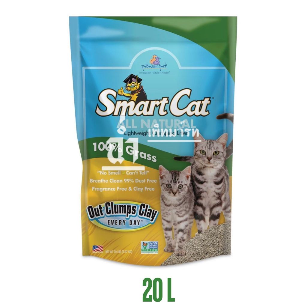 Smart Cat สมาร์ทแคท 20 ลิตร ทรายแมวปลอดสารเคมี ปลอดภัยไร้ฝุ่น น้ําหนักเบา ย่อยสลายได้ ทําจากหญ้า บรรจุ 9.07 kg