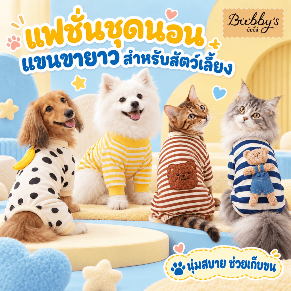 PP-1219 Bubby's ชุดสัตว์เลี้ยงลายน่ารัก สําหรับสุนัขและแมวใสสบาย ช่วยกันขนร่วง 🦮🐱บับบี้ Bubby By pet project mall