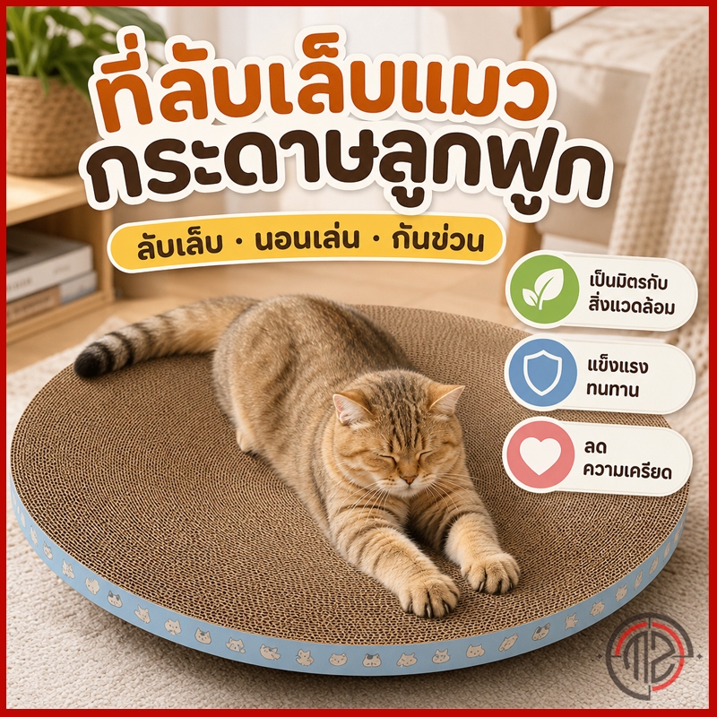 อ่างลับเล็บแมว 2-in-1 พร้อมแคทนิป ใช้เป็นทั้งของเล่นและที่นอนแมวได้ แผ่นลับเล็บ ที่ฝนเล็บสัตว์เลี้ยง