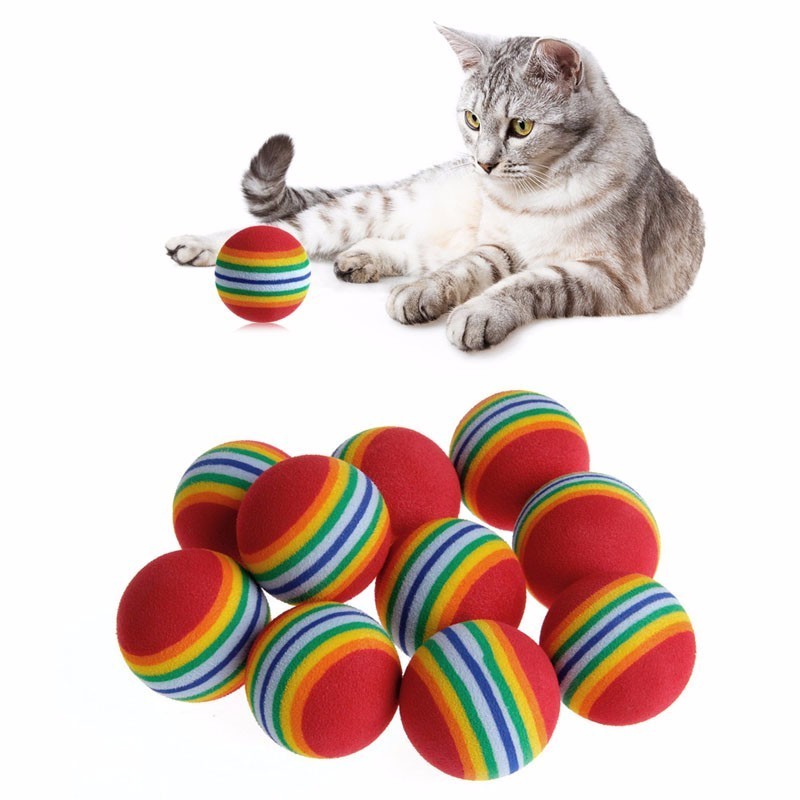 Eva Rainbow ของเล่นแมว Ball Interactive แมวสุนัขเล่น Chewing Rattle Scratch EVA Ball การฝึกอบรมลูกของเล่นสัตว์เลี้ยงอุปกรณ์