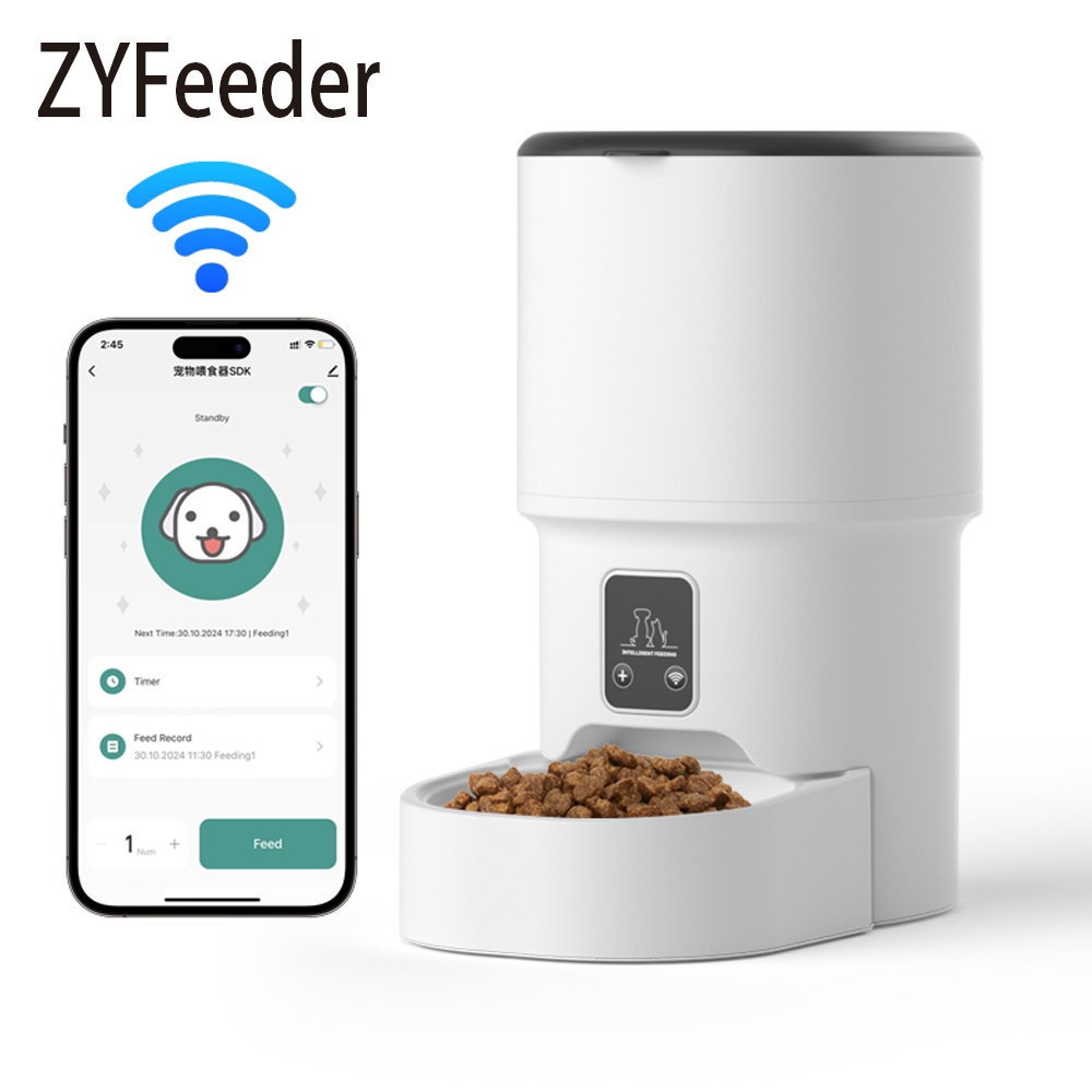 4l WIFI ปุ่มเครื่องป้อนแมวอัตโนมัติอัจฉริยะแมวและสุนัขเครื่องป้อนสัตว์เลี้ยงสมาร์ทสัตว์เลี้ยงแมวเครื่องจ่ายอาหารสัตว์เลี้ยง (ไม่มีปลั๊ก 5V 1A)