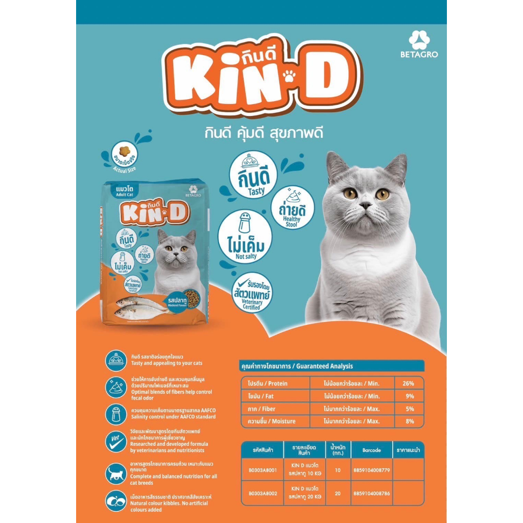 อาหาร KIN-D แมวกินดี รสปลาทู ขนาด 20 กิโลกรัม