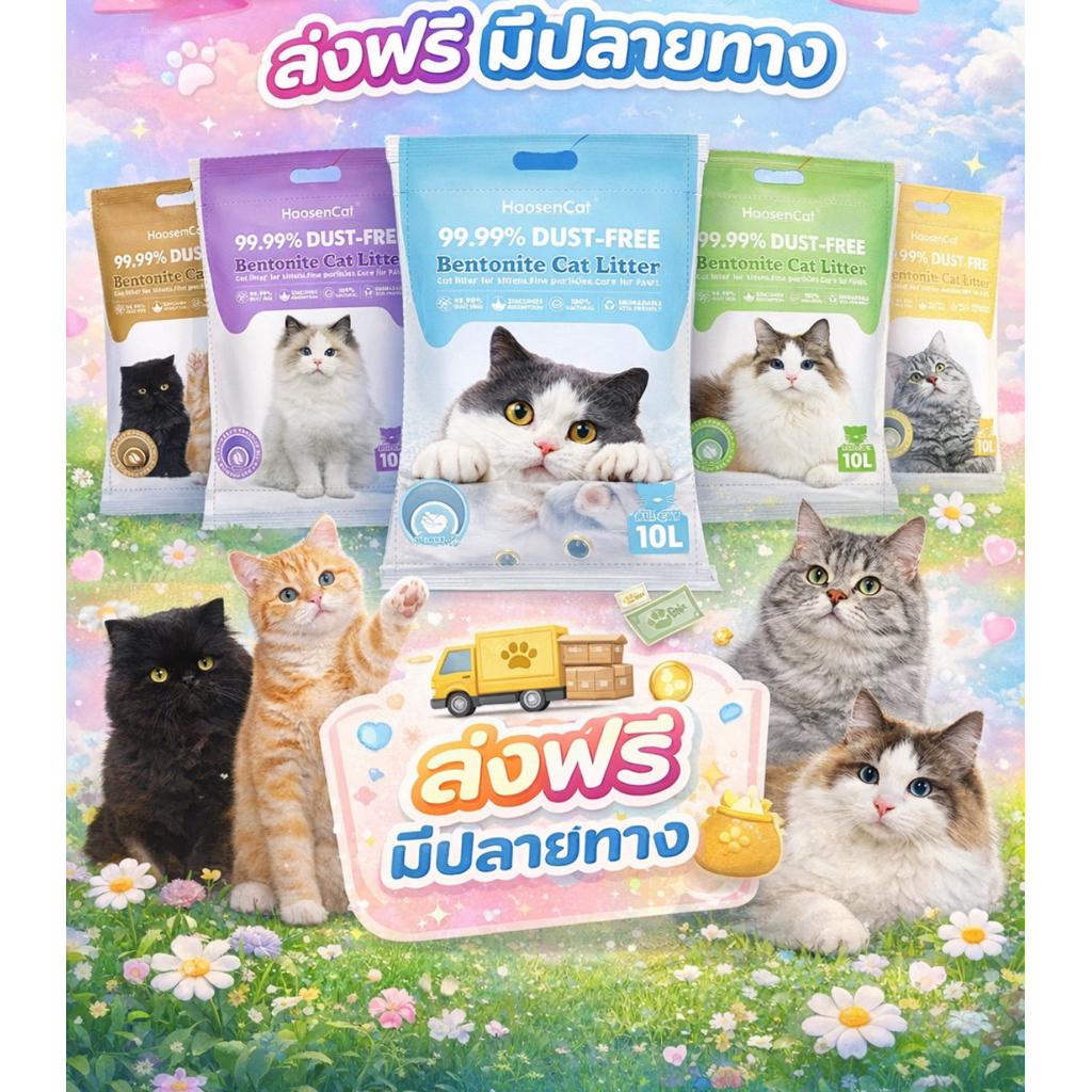 30ลิตร]ทรายแมวHaosenCat เฮาเซนแคท กลิ่นหอมละมุน เก็บกลิ่นดี จับก้อนได้ไวมาก