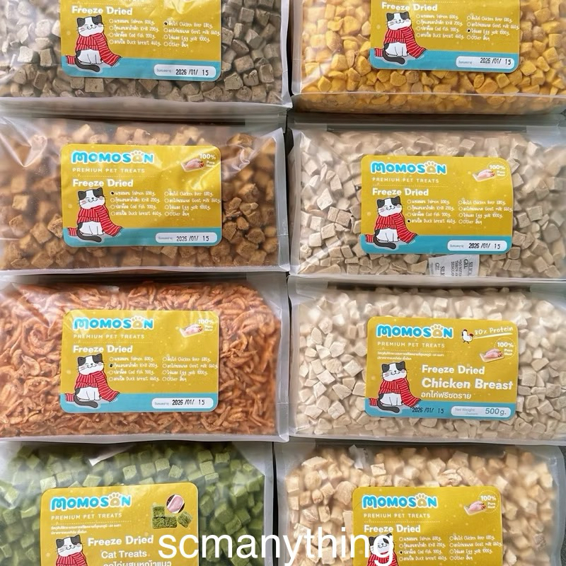 ถุงใหญ่] ขนมฟรีซดรายแมว สุนัข เนื้อสัตว์100% ไม่เค็ม อกไก่ ตับไก่ อกเป็ด แซลมอน ไข่แดง ปลาค็อด หญ้าแมว ขนมแมว ขนมหมา