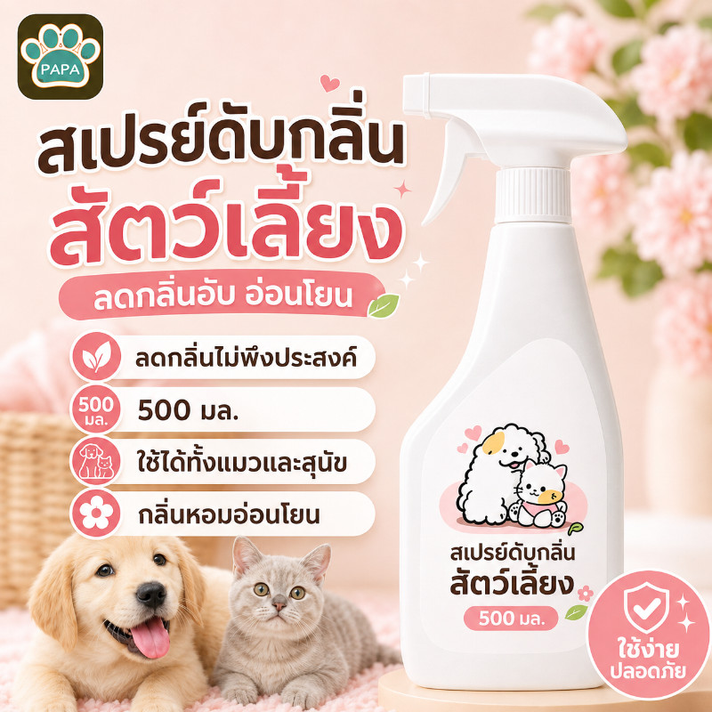 สเปรย์ดับกลิ่นสัตว์เลี้ยง 500ml ผ่านเอนไซม์ชีวภาพสลายกลิ่น ดับกลิ่นทรายแมว สเปรย์กําจัดกลิ่นเหม็น
