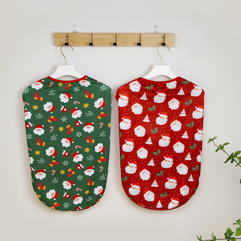 XS-5XL คริสต์มาสเสื้อผ้าสุนัขสําหรับ Shih Tzu Santa Claus สัตว์เลี้ยงเสื้อกั๊กความยืดหยุ่นแมว Tshirt ปีใหม่ลูกสุนัขเครื่องแต่งกาย