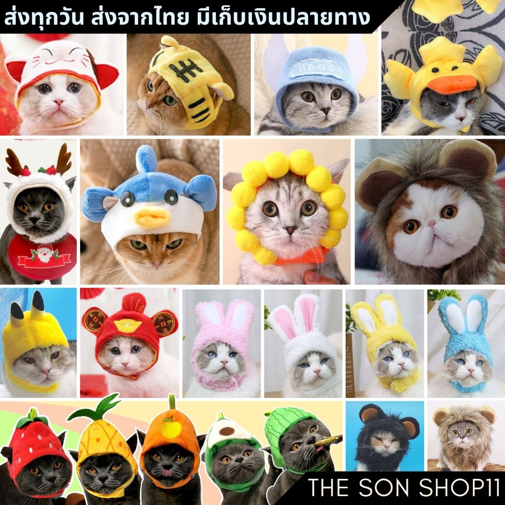 หมวกสิงโตแมว หูกระต่าย ขนสิงโต หมวกหมา แฟนซีแมว
