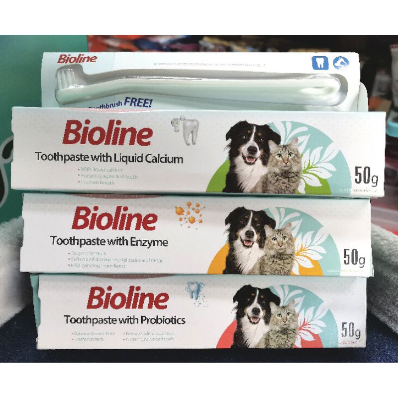 Bioline ❇ ยาสีฟัน+แปรงสีฟัน ❇ ใช้ได้ทั้งสุนัขและแมว ช่วยลดกลิ่นปาก ลดคราบหินปูน ได้ดี