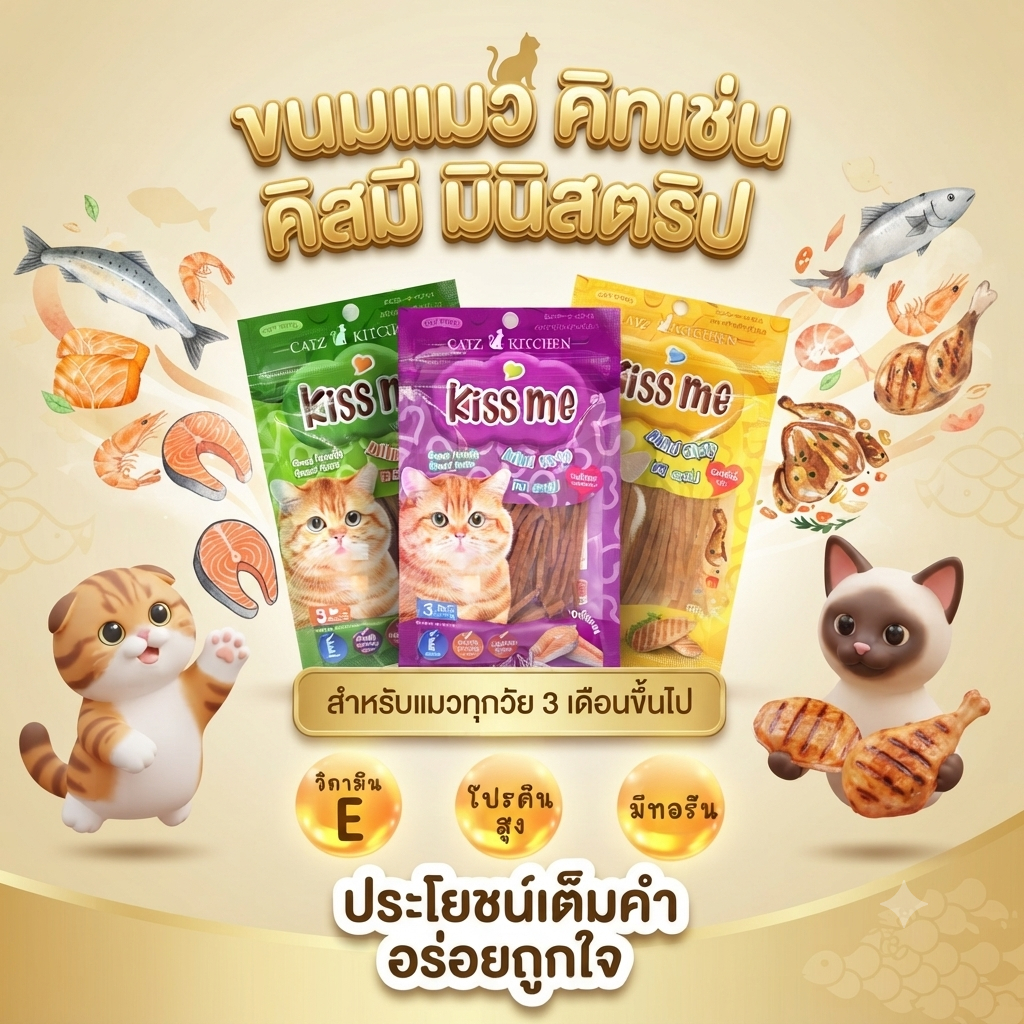 ขนมแมว มินิสตริป ไก่สไลด์ by Pet8 อาหารว่างสําหรับน้องเหมียว mini strip flavor 35g ไม่เค็มไม่ใส่เกลือ ปรับถุงใหม่