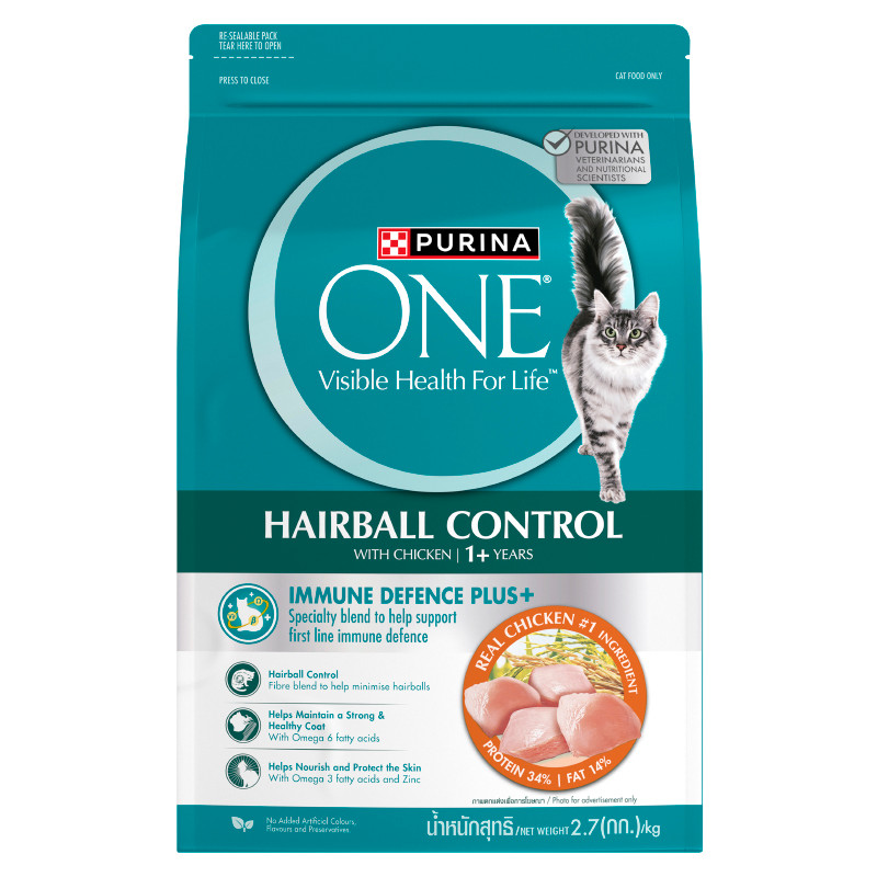จัดส่งจากคลัง] PURINA เพียวริน่าวันอาหารสําหรับแมวโตสูตรควบคุมก้อนขน 2.7กก. [8850125071988