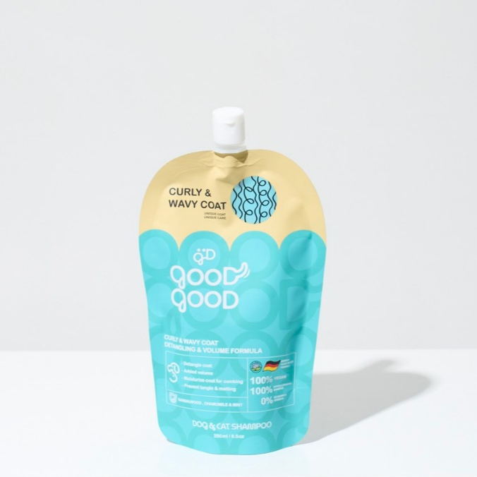 GoodGood Dog and Cat Shampoo for Wavy and Curly Coat – Detangling and Volume Formula 250 ml