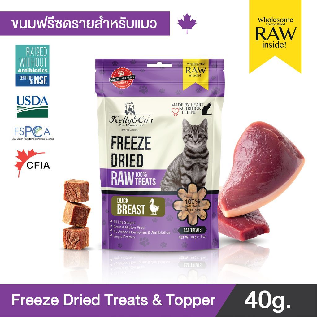 เคลลี่แอนด์โค ซิงเกิ้ลทรีทส์ ฟรีซดราย อกเป็ด สําหรับแมว 40 กรัม