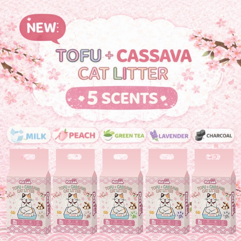 ทรายมันเต้าหู้ ทรายเต้าหู้+ทรายมันสําปะหลัง Tofu+Cassava (6L) ทิ้งลงชักโครกได้ ไม่มีฝุ่น จับตัวไว