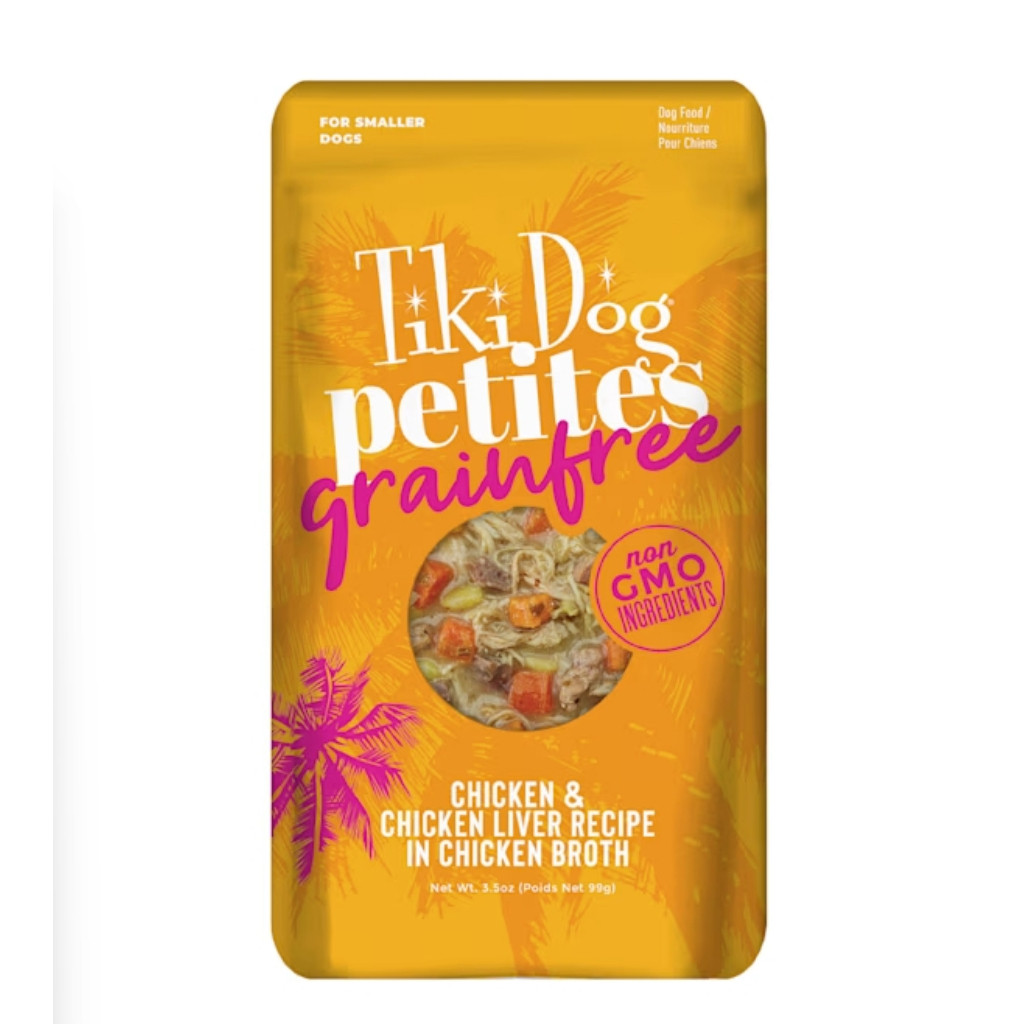 Cat House• อาหารสุนัข Tiki Dog Petites รสไก่และตับไก่ในน้ําซุป ขนาด 99g