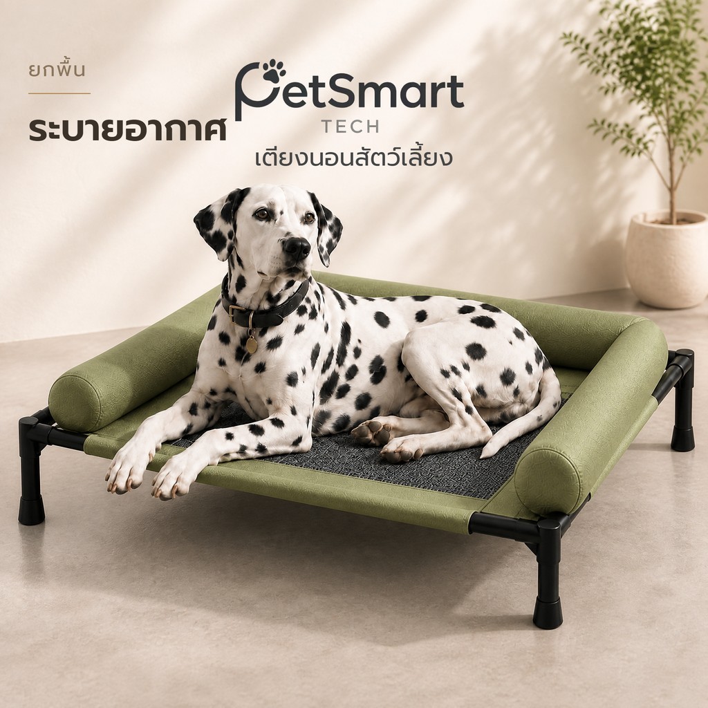 PetSmart]เตียงนอนสุนัขและแมวยกระดับ ตาข่ายระบายอากาศ พนักพิงนุ่ม 2/3 ด้าน เช็ดทําความสะอาดง่าย XL/XXL