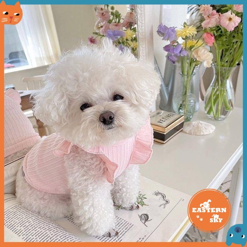 เสื้อผ้าแมวฤดูร้อน Teddy Pomeranian Dog ClothingTinner และระบายอากาศกว่าพุดเดิ้ลหมี