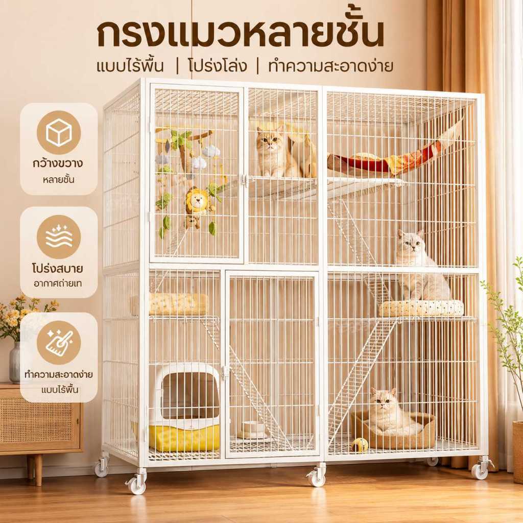 จัดส่งเร็ว กรงแมวขนาดใหญ่ Pet Cage 2-4ชั้น คอนโดแมว บ้านแมว ทนนาน กรงสัตว์เลี้ยง แมว กระต่าย สุนัข